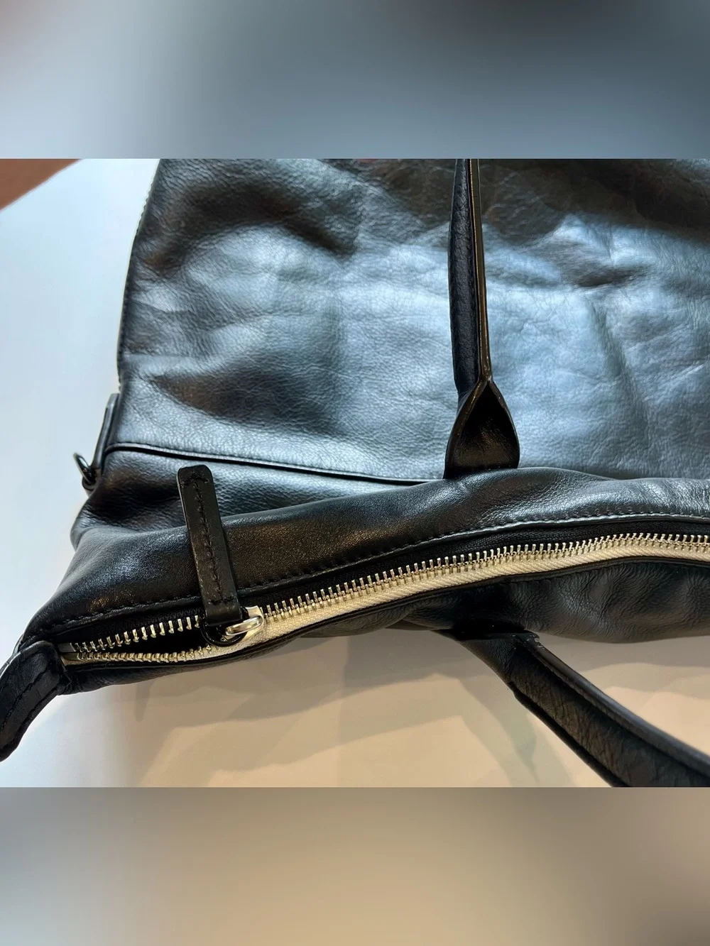 Ben Minkoff Black Leather Large Tote Work Laptop Bag Missing Strap